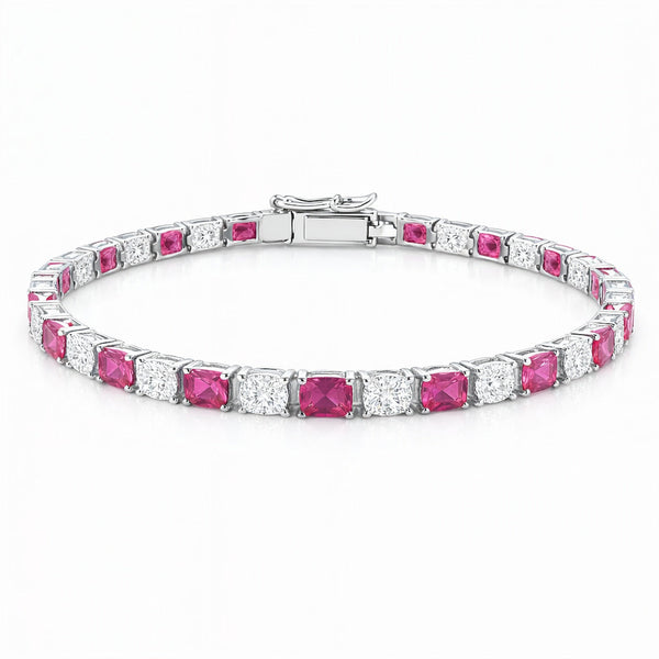 “Verona” Pink Sapphire & Diamond Alternating Tennis Bracelet