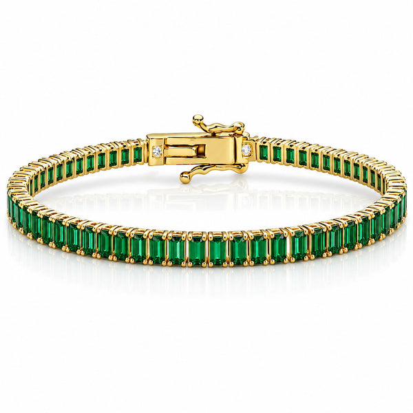“Boston” Emerald Baguette-Cut Tennis Bracelet