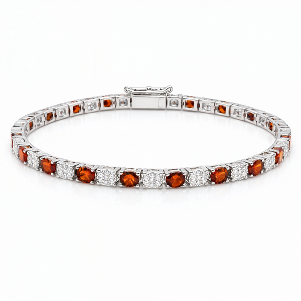 “Roma” Red Garnet & Diamond Alternating Tennis Bracelet