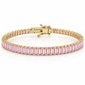 “Boston” Pink Sapphire Baguette-Cut Tennis Bracelet