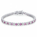 “Geneva” Pink Sapphire & Diamond Bezel Alternating Tennis Bracelet