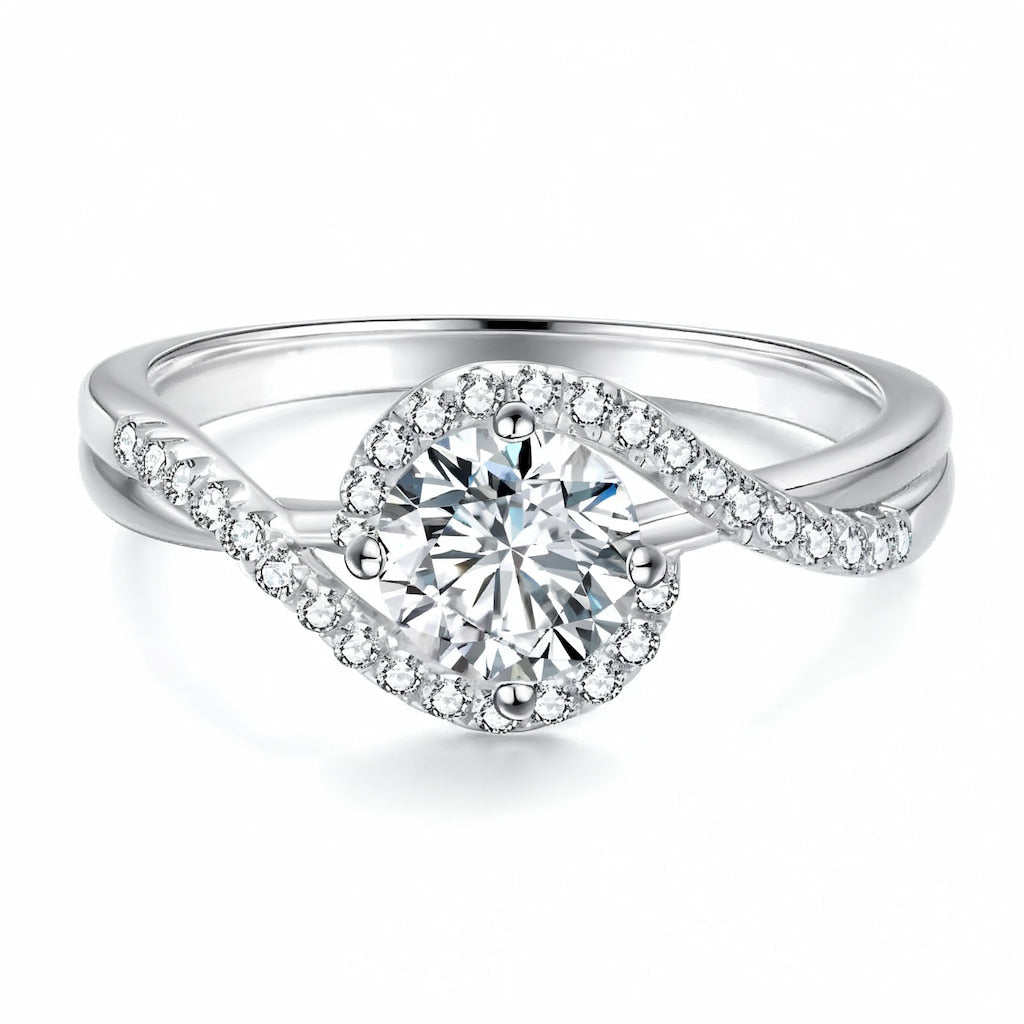 “Vienna” Moissanite 1ct Swirl Halo Ring