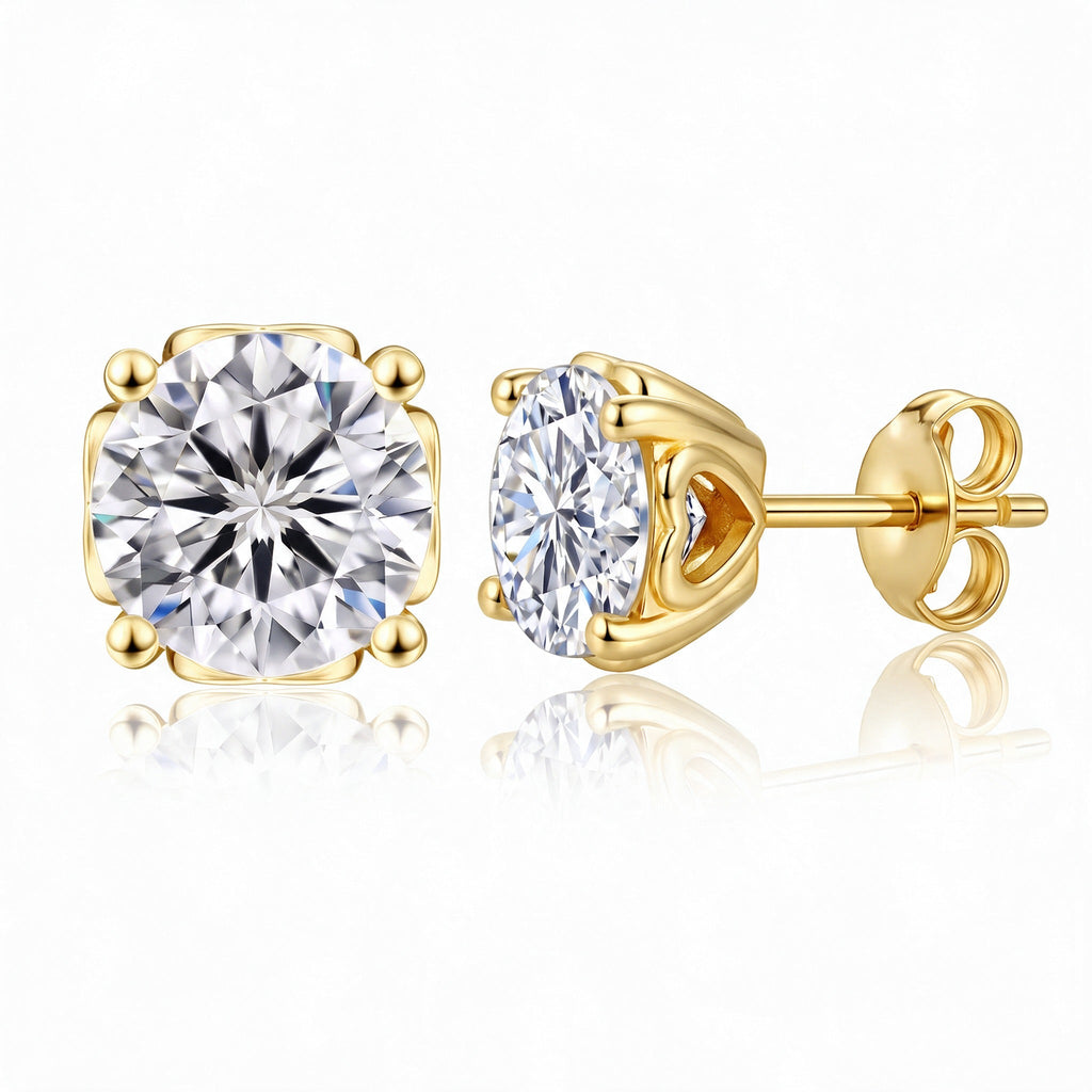 "Ascona" Moissanite 1ct Heart-Prong Studs