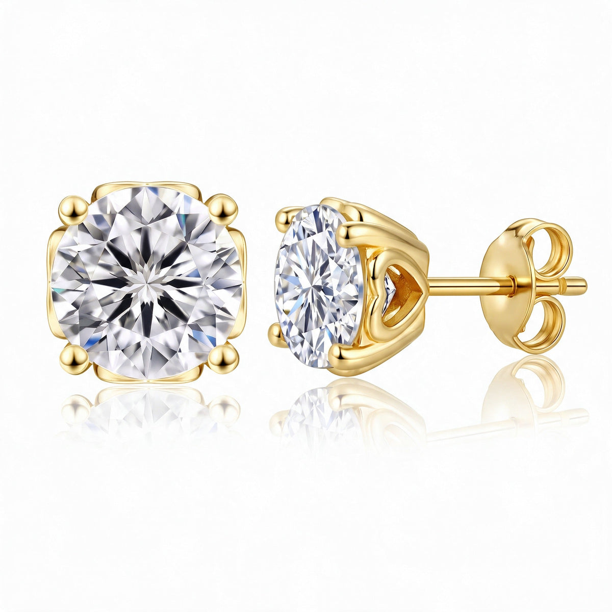 "Ascona" Moissanite 1ct Heart-Prong Studs