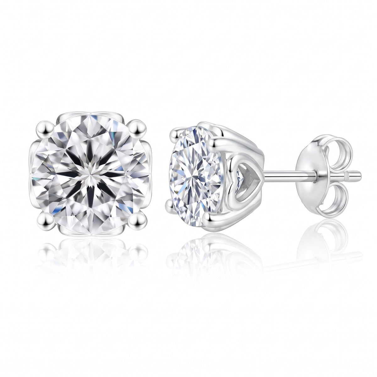 "Ascona" Moissanite 1ct Heart-Prong Studs
