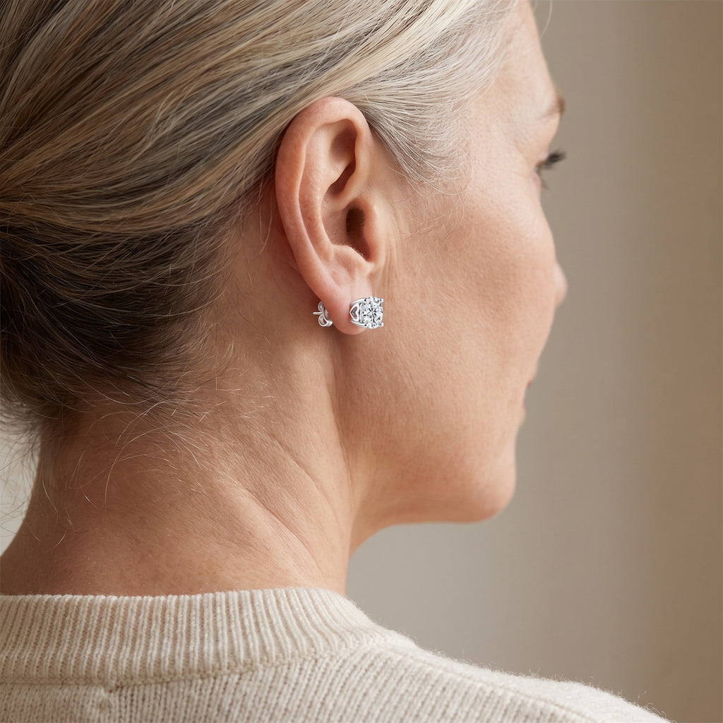 "Ascona" Moissanite 1ct Heart-Prong Studs