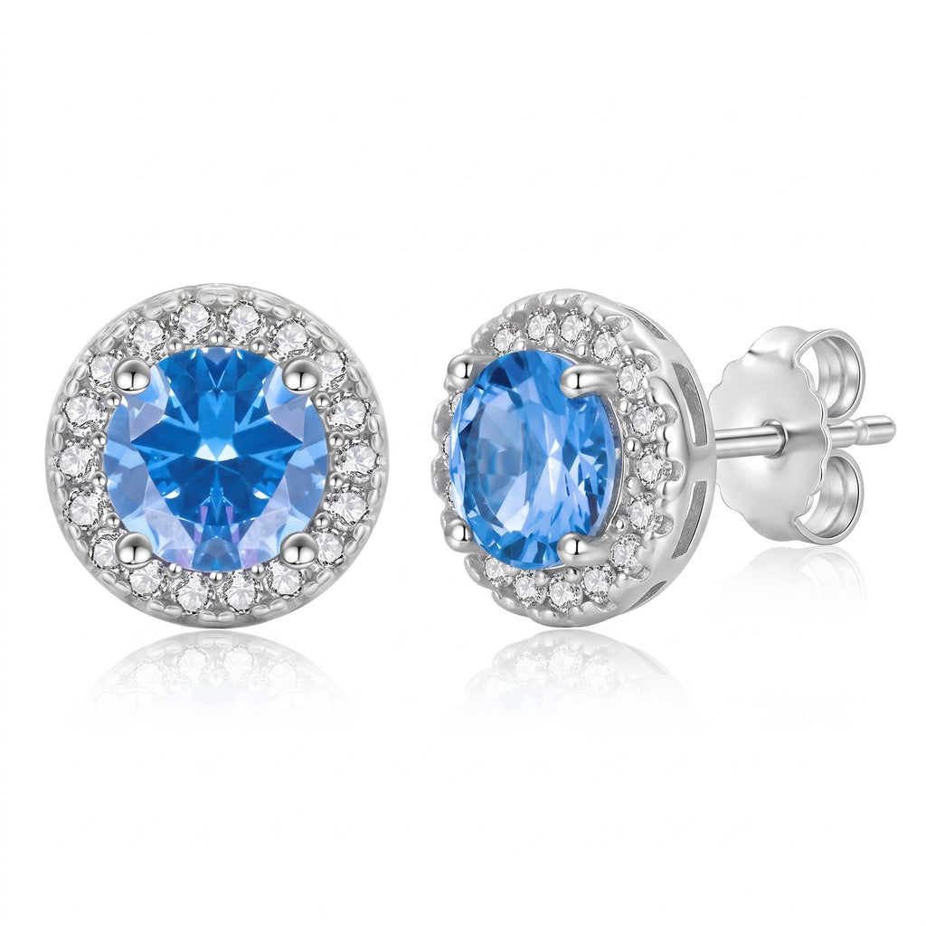 "Avila" Blue Halo Studs