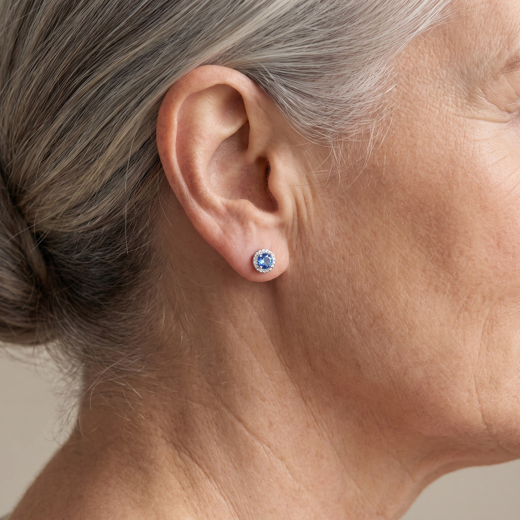 "Avila" Blue Halo Studs