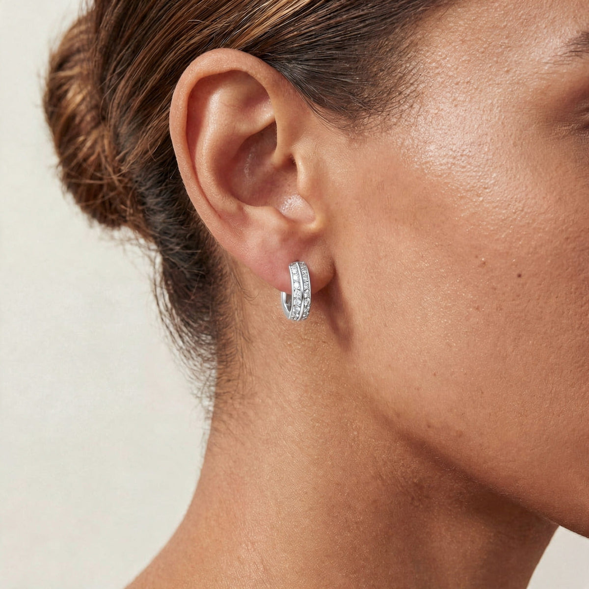 “Basel” Moissanite 1ct Pavé Huggie Earrings