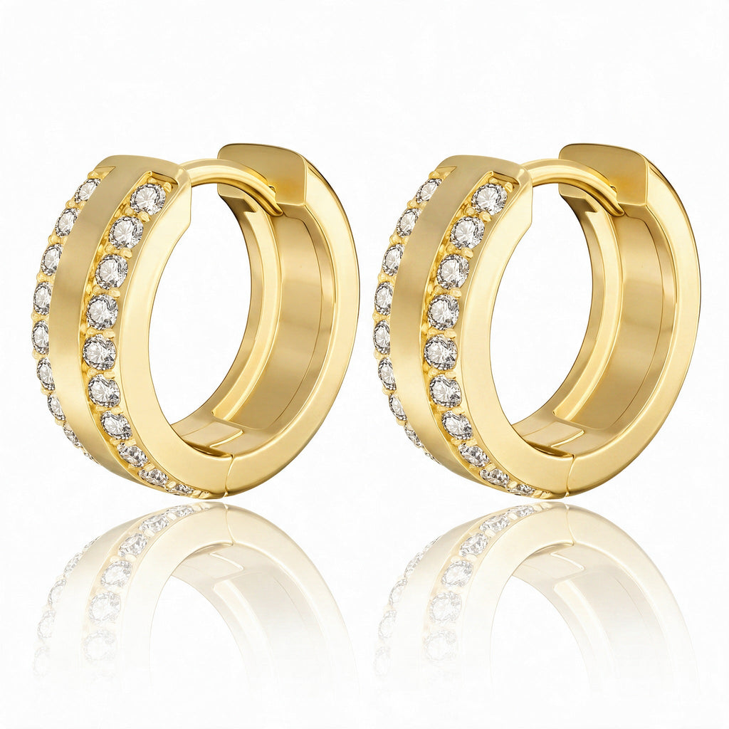 "Bologna" Wide Pavé Huggie Hoops