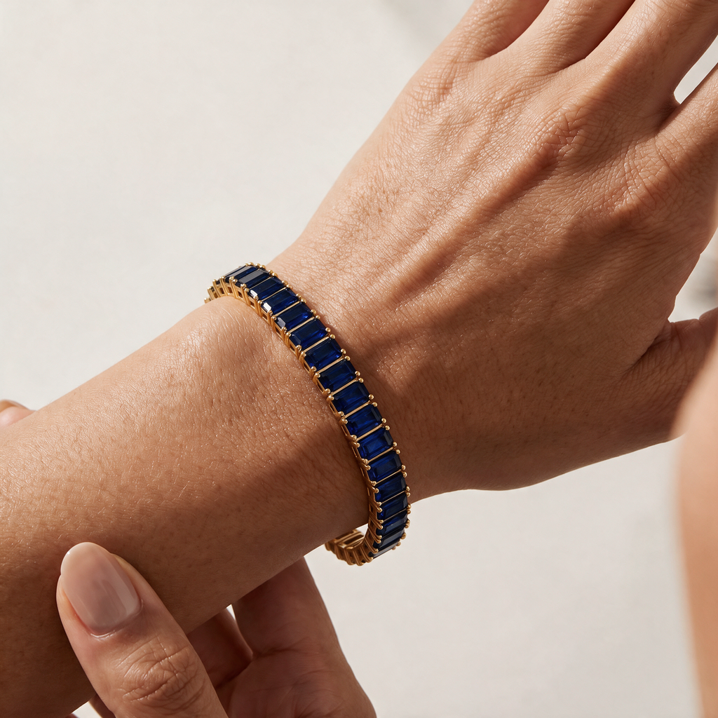 “Boston” Sapphire Baguette-Cut Tennis Bracelet