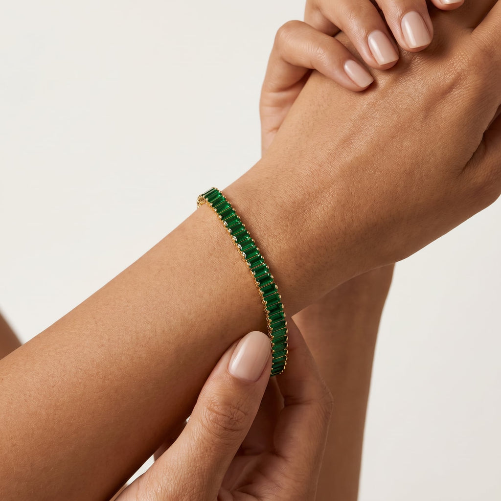 “Boston” Emerald Baguette-Cut Tennis Bracelet