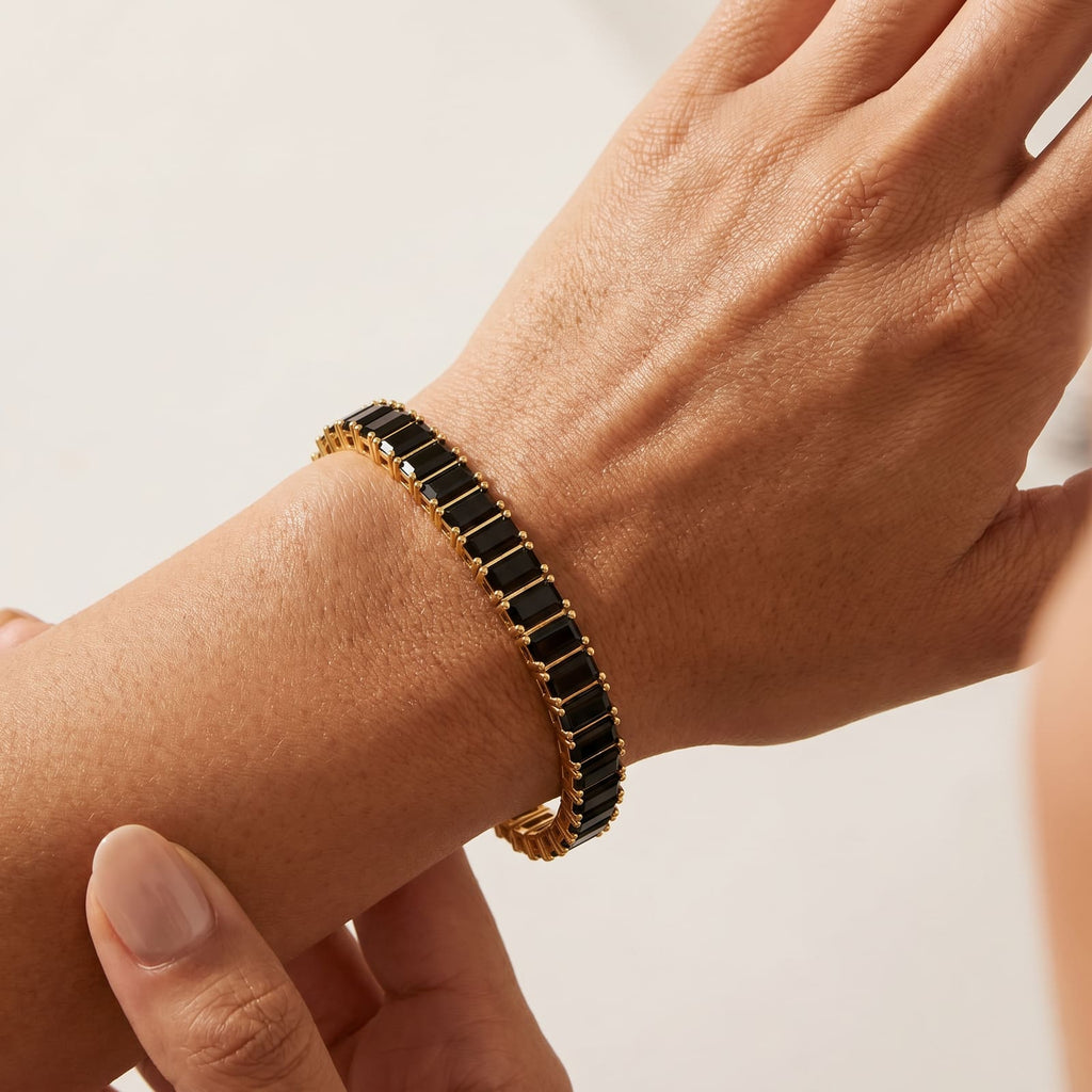 “Boston” Onyx Baguette-Cut Tennis Bracelet