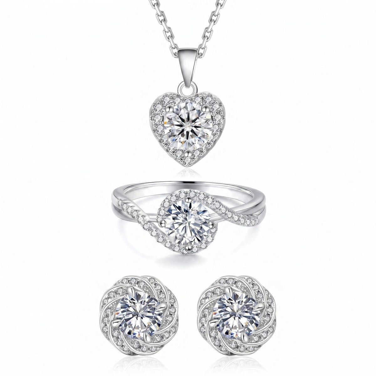 "Helsinki" Heart Bridal Set