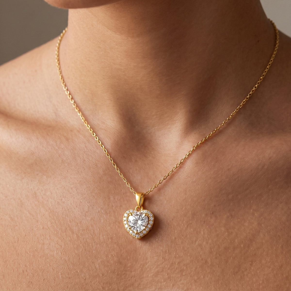 “Helsinki” Moissanite 1ct Heart Halo Necklace