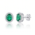 "Verona" Emerald Halo Studs