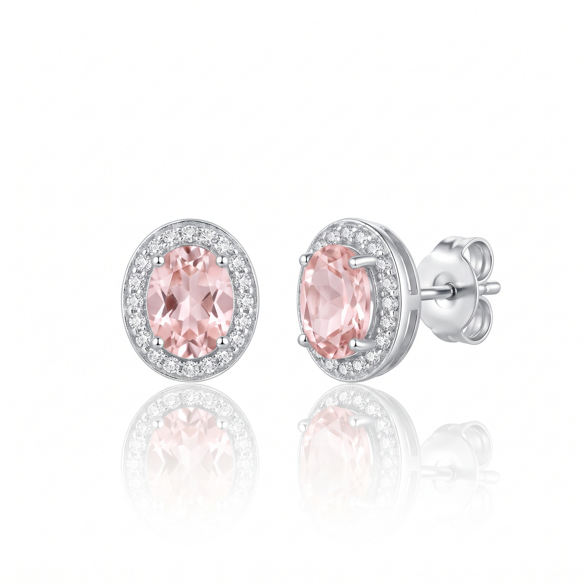 "Bali" Morganite Halo Studs