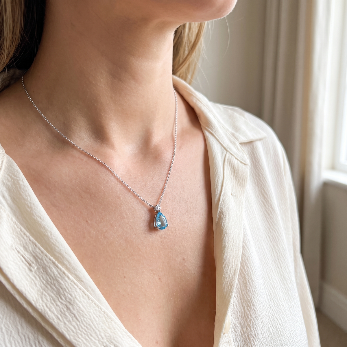 "Bermuda" Blue Topaz Teardrop Pendant