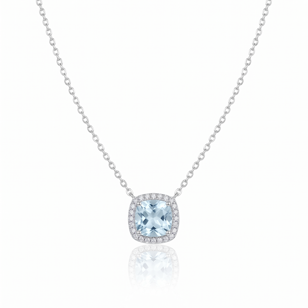 "Santorini" Aquamarine Halo Pendant
