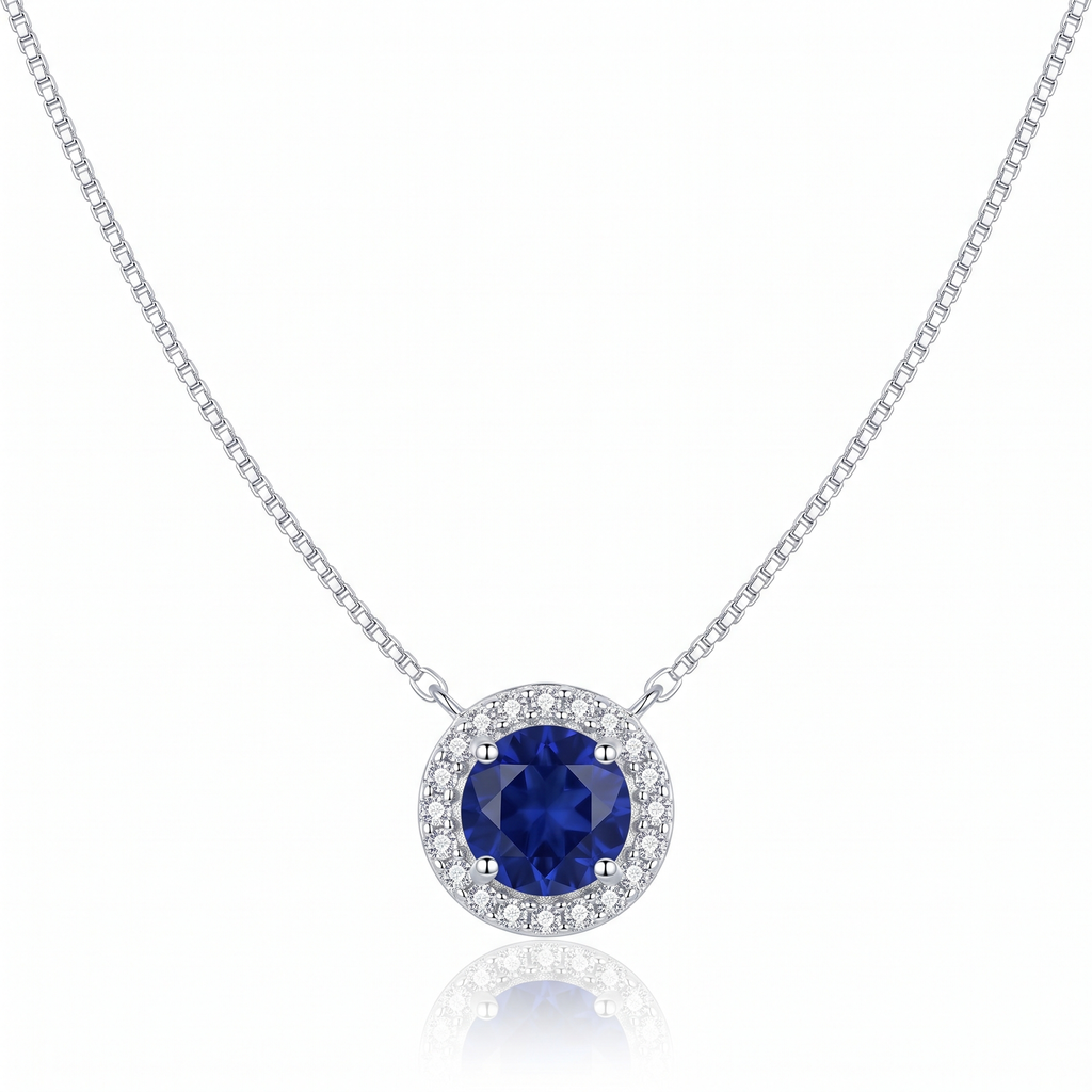 "Oslo" Sapphire Halo Pendant