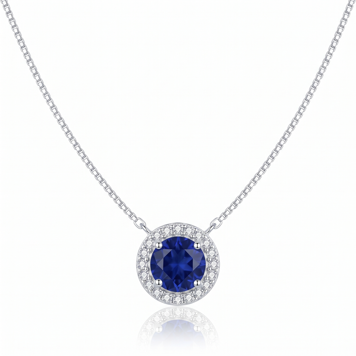 "Oslo" Sapphire Halo Pendant