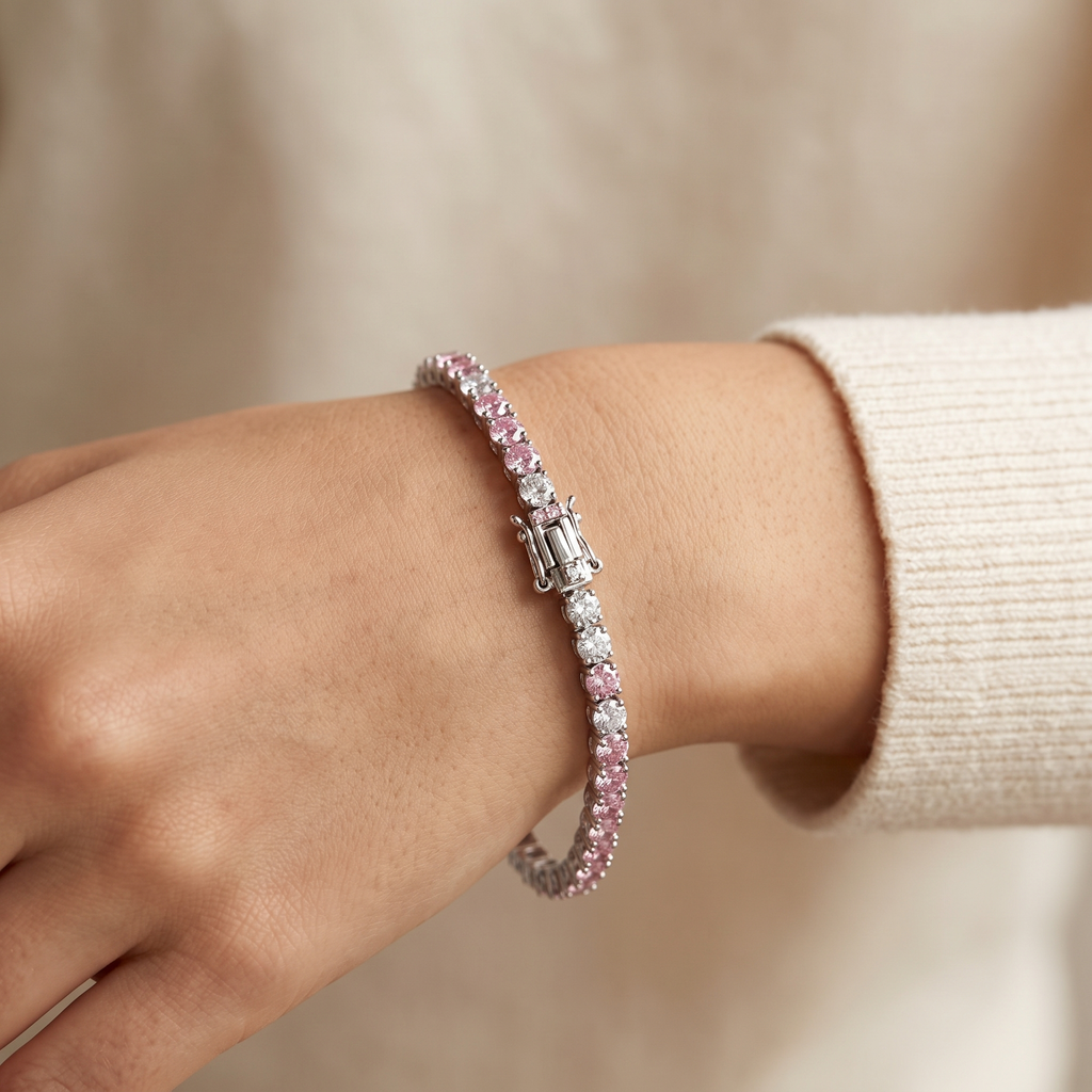 "Miami" Pink Sapphire Bracelet & Studs Set