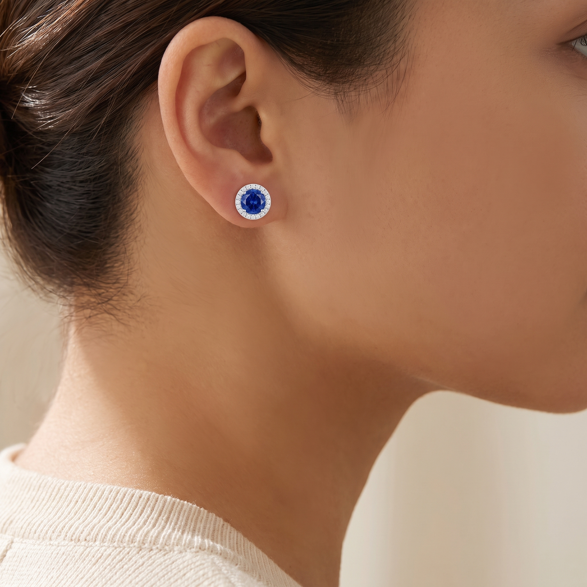 "Oslo" Sapphire Halo Pendant & Studs Set
