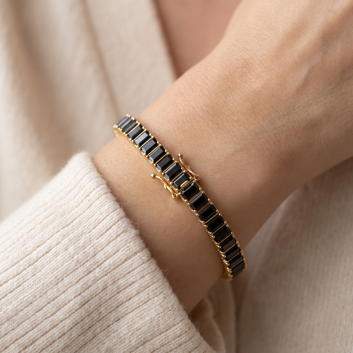 "Miami" Onyx Round & Baguette Stack Set
