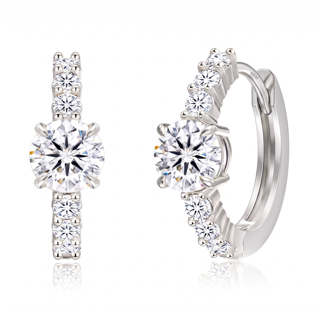"Dubai" Solitaire Stud & Pave Hoop