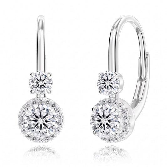 "Krakow" Moissanite 1.4ct Halo Leverback Drops