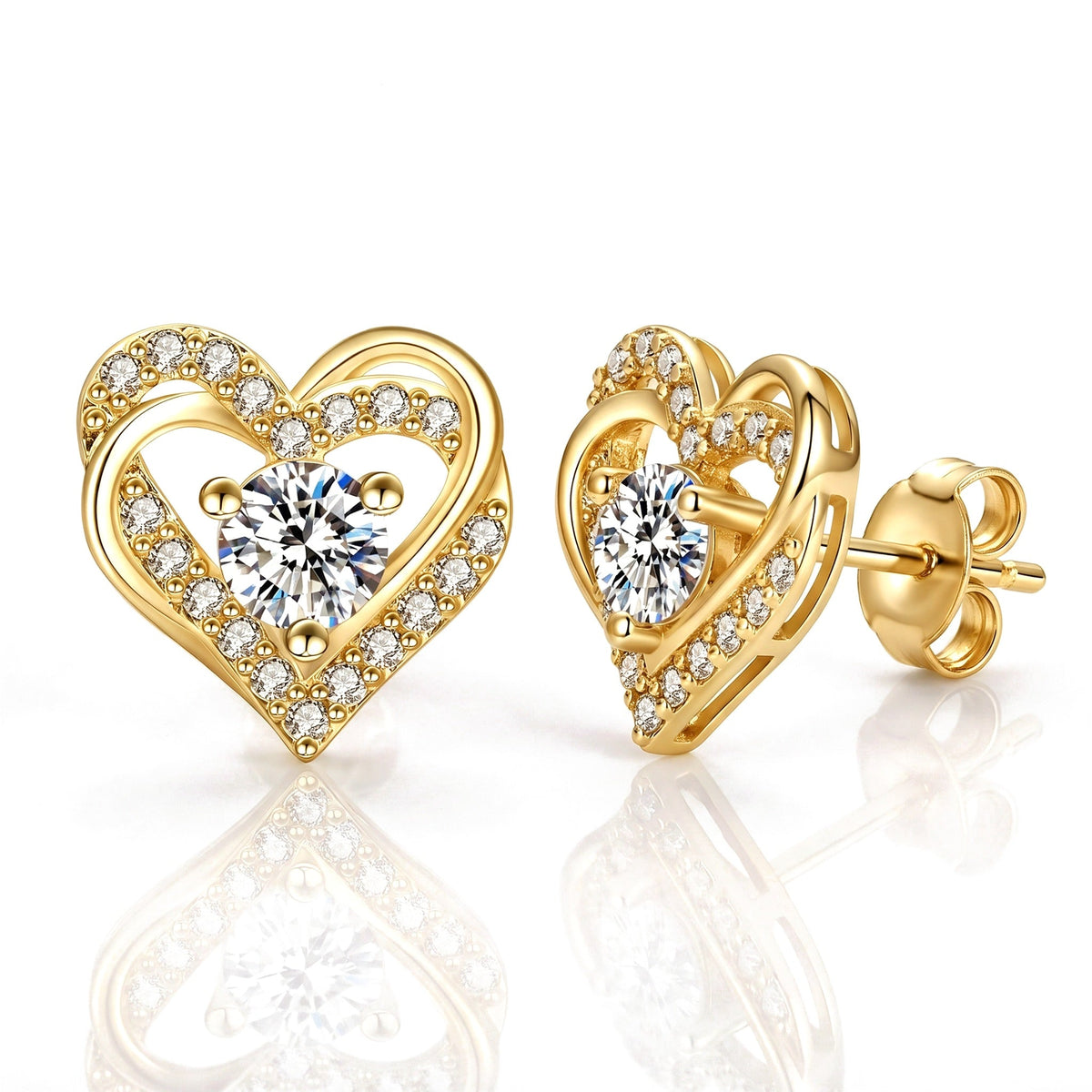 "Lecce" Moissanite Heart Studs