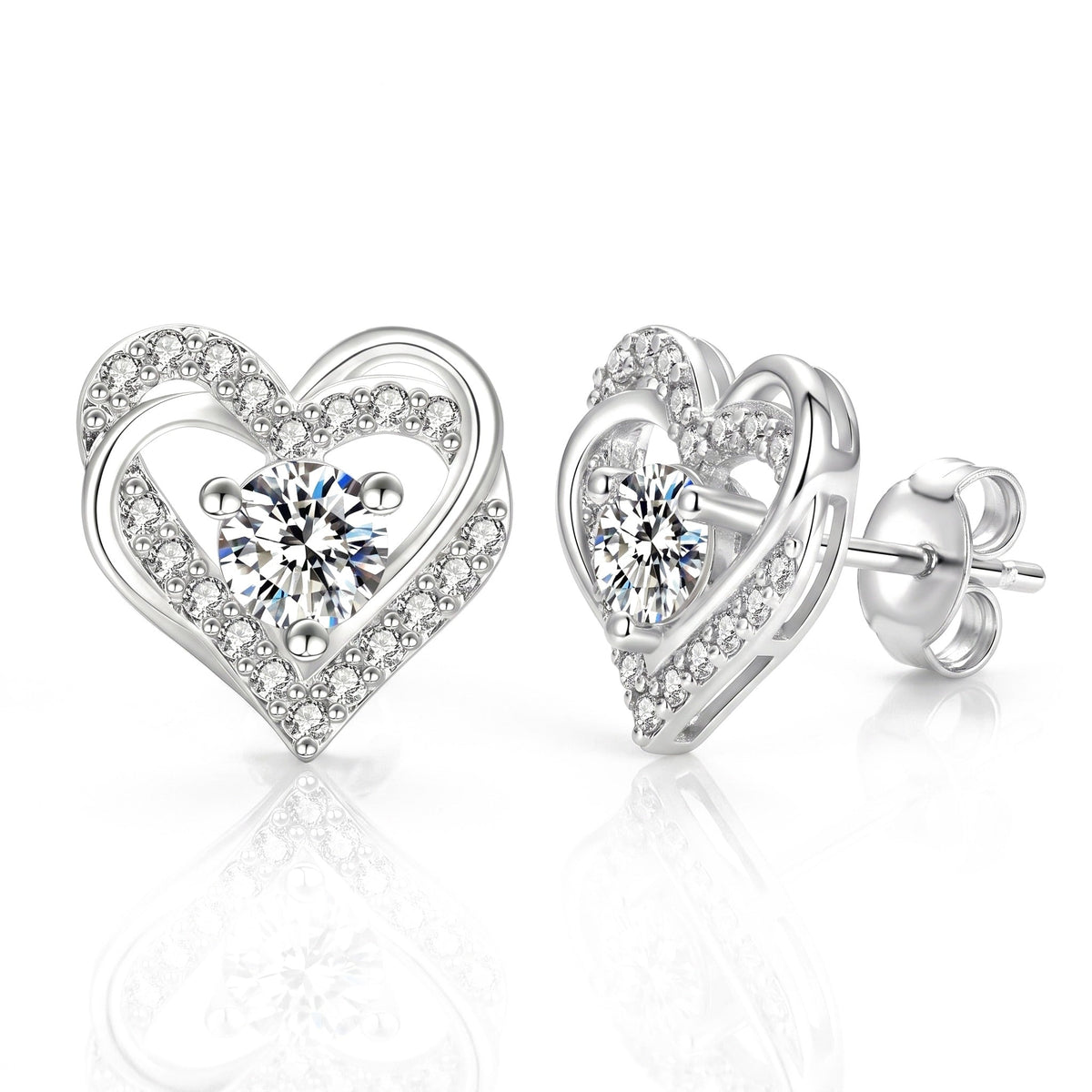 "Lecce" Moissanite Heart Studs