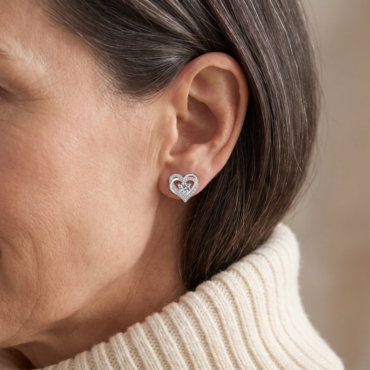 "Lecce" Moissanite Heart Studs
