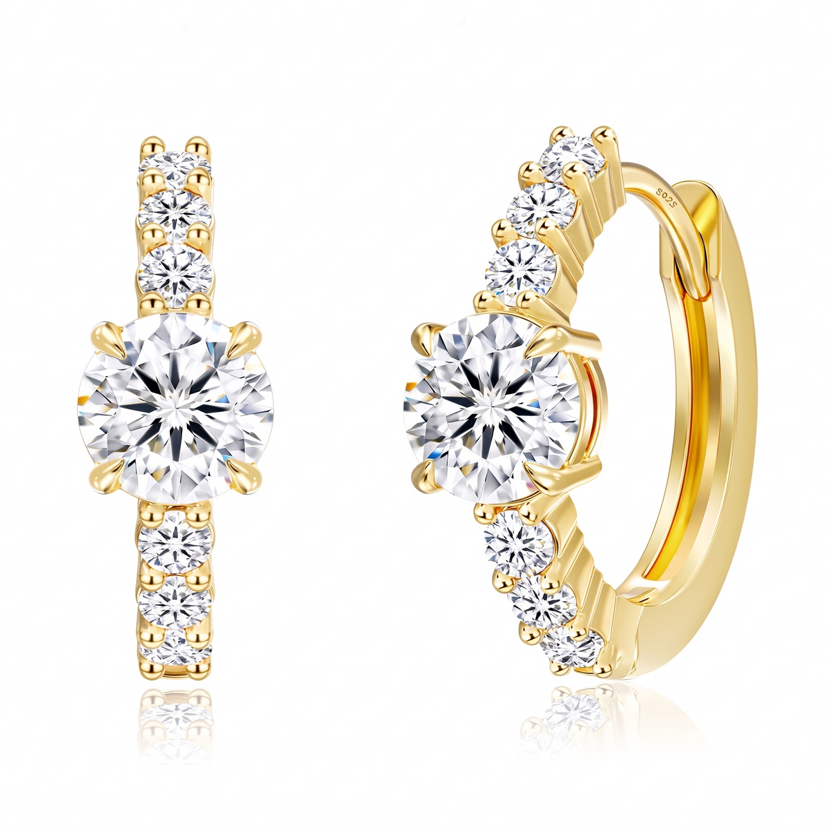 "Dubai" Solitaire Stud & Pave Hoop