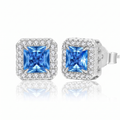 "Bruges" Blue Princess Halo Studs