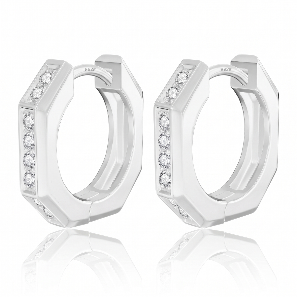 "Genoa" Octagon Pave Huggies