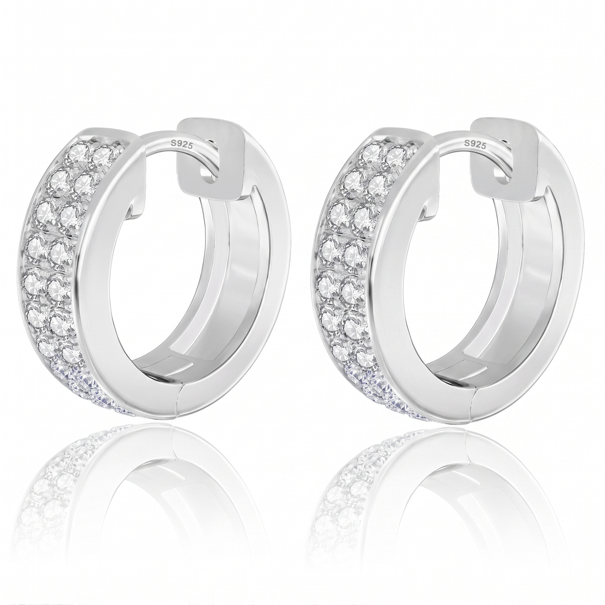 "Granada" Double-Row Pavé Huggies