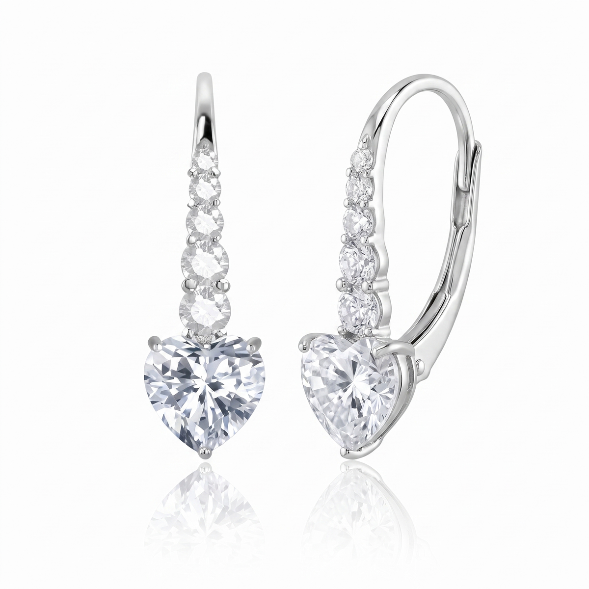 "Riga" Heart Drop Leverback Earrings