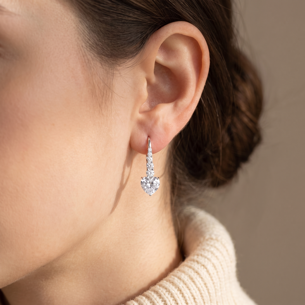 "Riga" Heart Drop Leverback Earrings