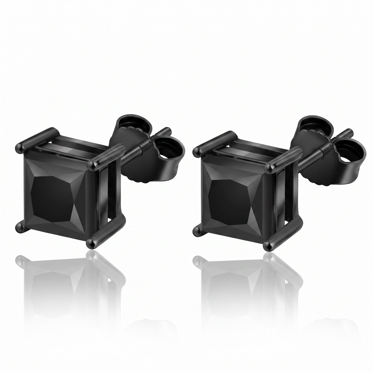 "Istanbul" Black Princess-Cut Studs