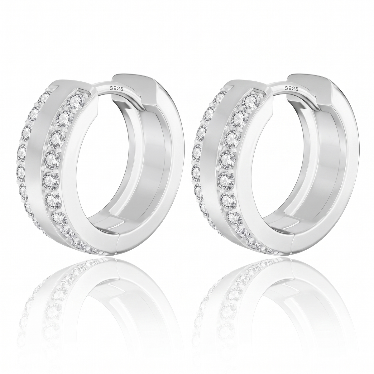 "Bologna" Wide Pavé Huggie Hoops