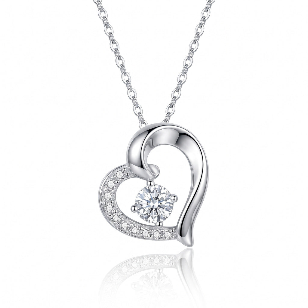"Lucca" Moissanite Pavé Open Heart Necklace
