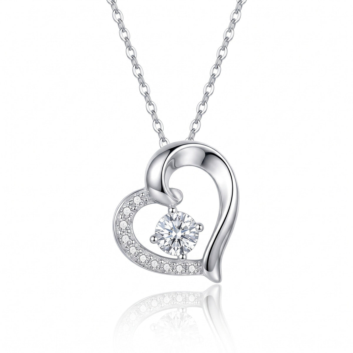 "Lucca" Moissanite Pavé Open Heart Necklace