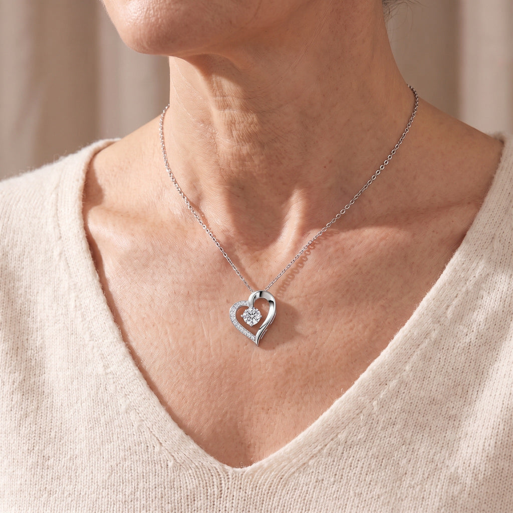 "Lucca" Moissanite Pavé Open Heart Necklace