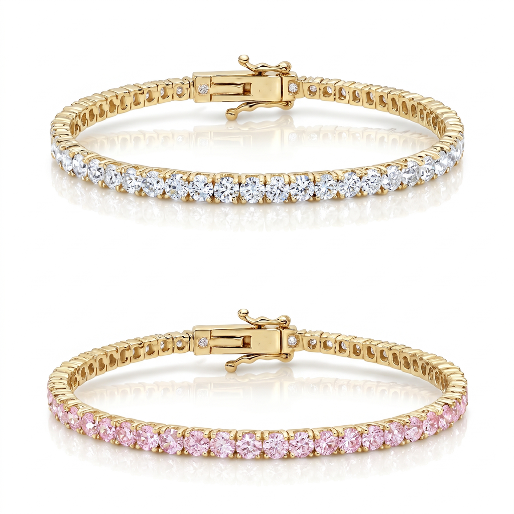 "Miami" Classic & Pink Sapphire Stack Set