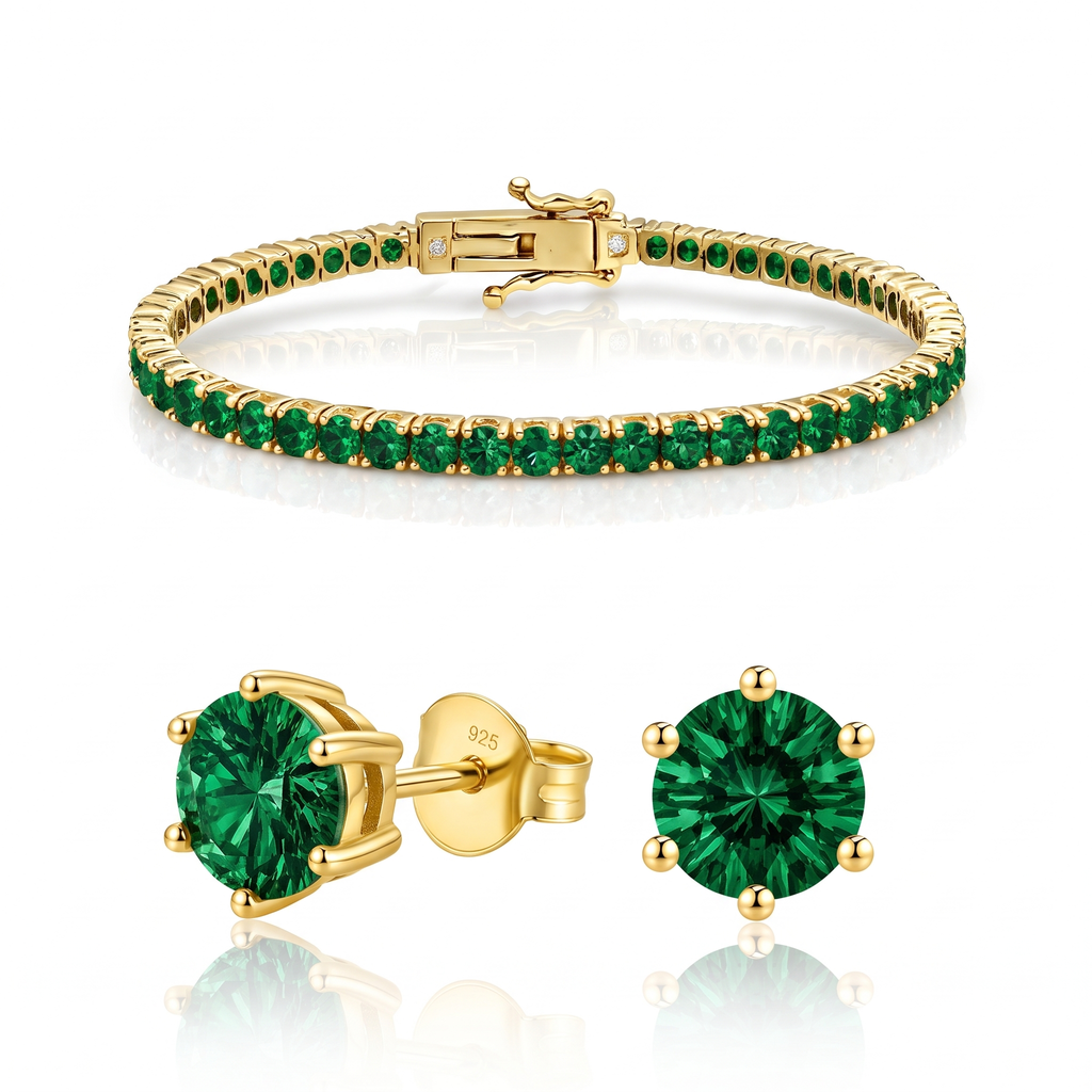 "Miami" Emerald Bracelet & Studs Set