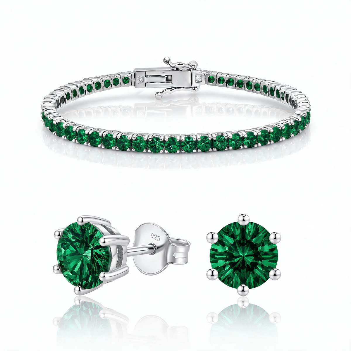 "Miami" Emerald Bracelet & Studs Set