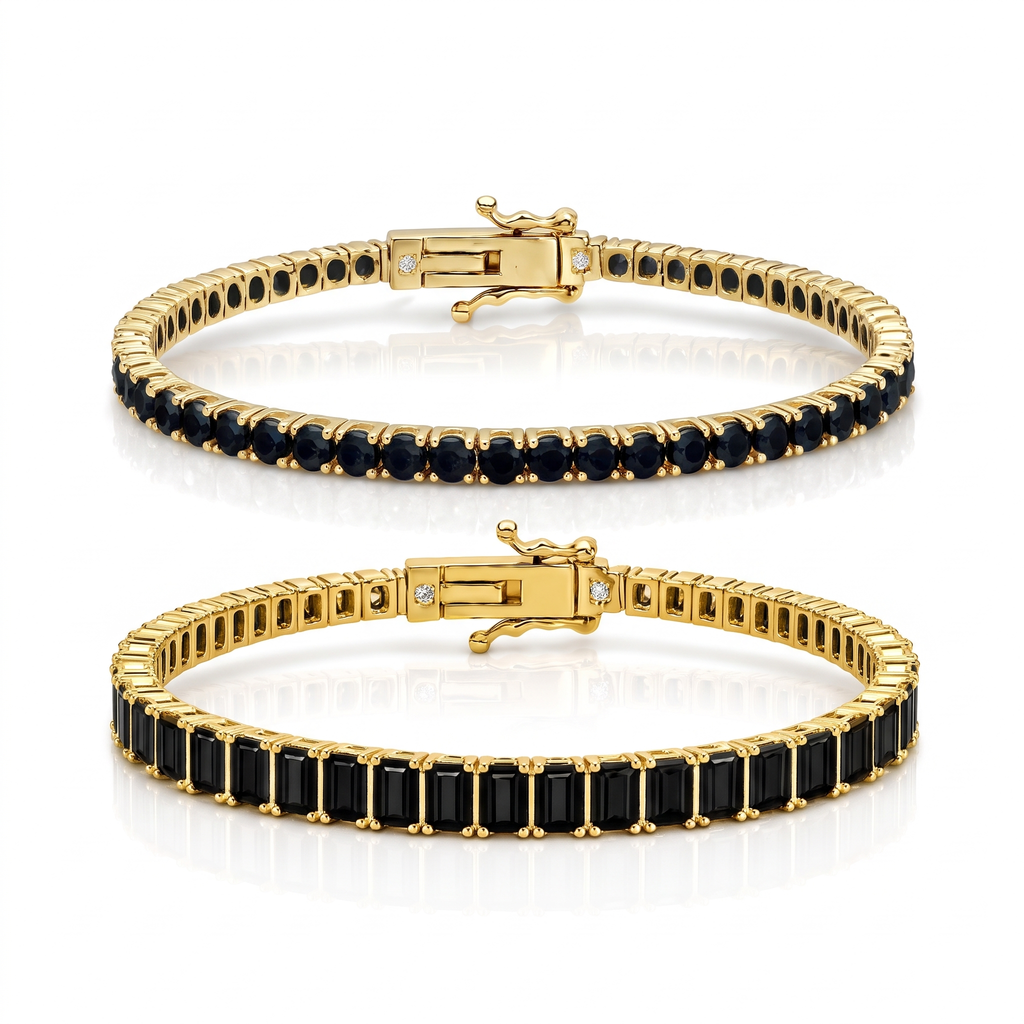"Miami" Onyx Round & Baguette Stack Set