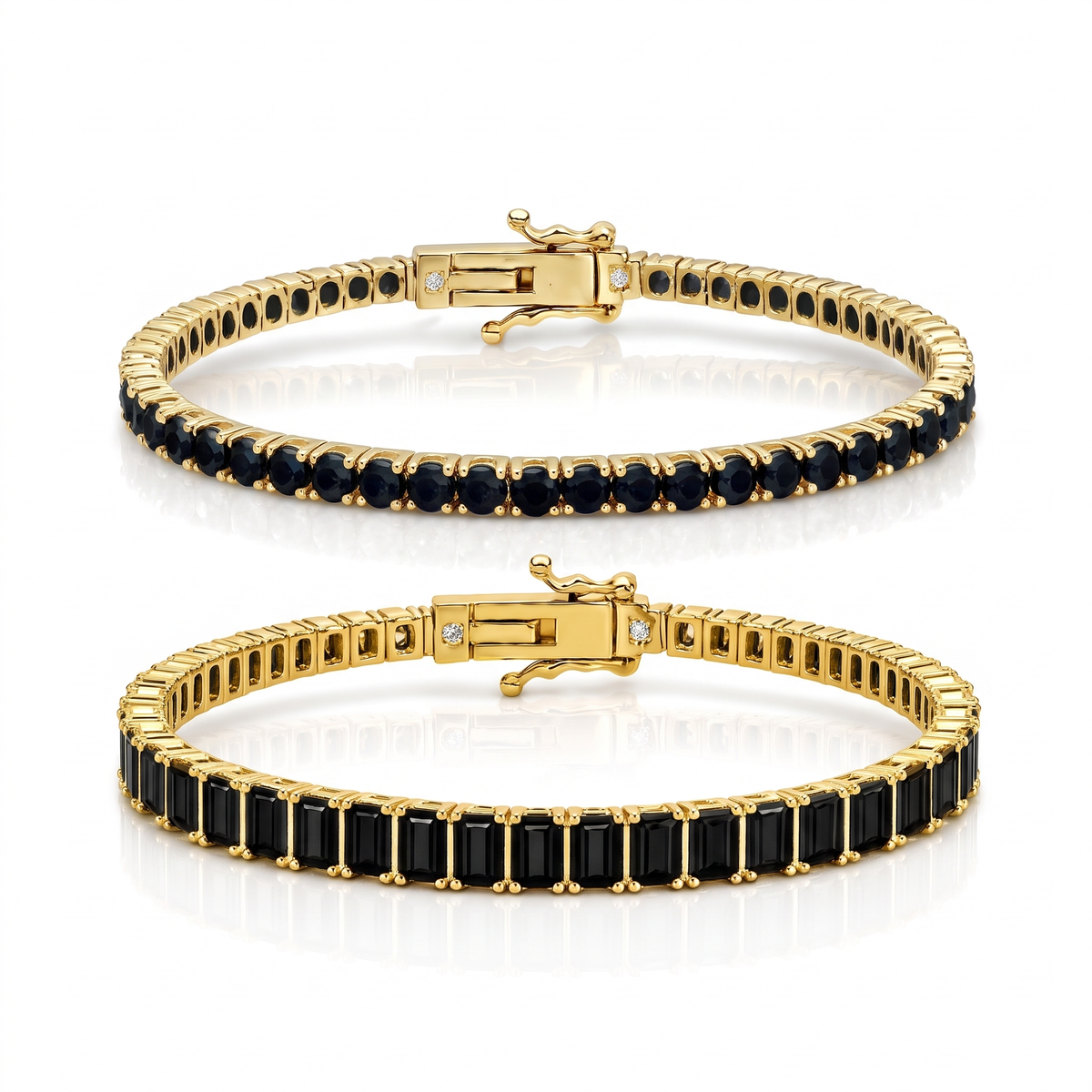 "Miami" Onyx Round & Baguette Stack Set