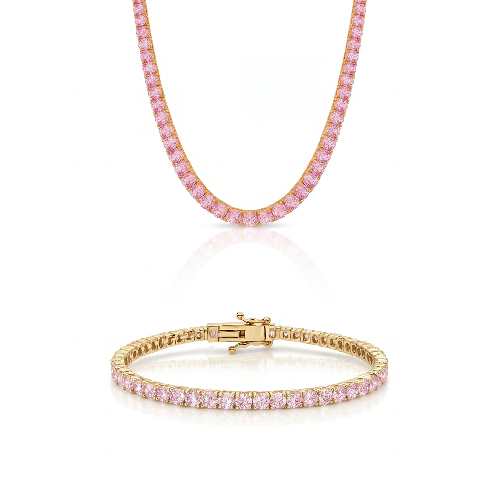 "Miami" Pink Sapphire Bracelet & Choker Set